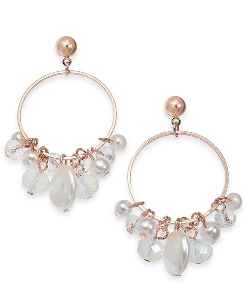 I.N.C. Rose Gold-Tone Shaky Bead Hoop Drop Earrings